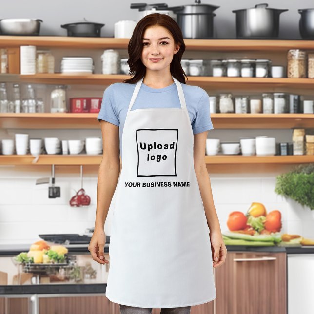 Business Name and Logo on White Polyester Apron (Your business name and logo on white apron.)