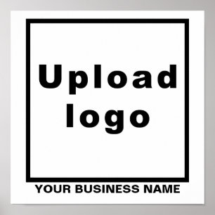 Business Name and Logo on White Square Poster