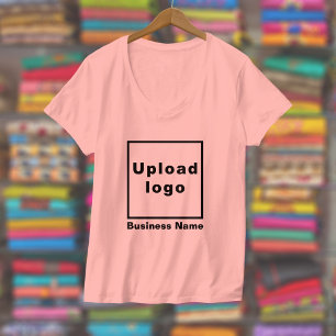 Business Name and Logo on Women V-Neck Pink T-Shirt