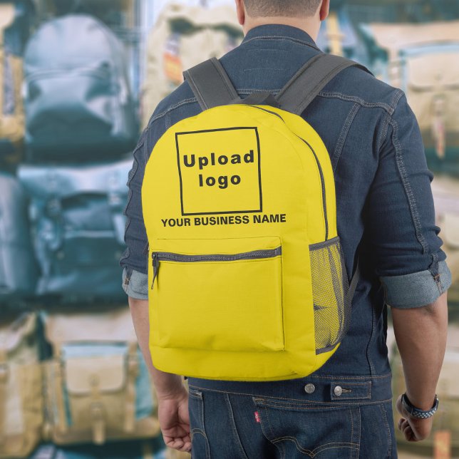 Business Name and Logo on Yellow Backpack (Build brand name awareness. Your business name and logo on yellow backpack.)