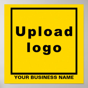 Business Name and Logo on Yellow Square Poster