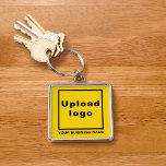 Business Name and Logo on Yellow Square Premium Keychain<br><div class="desc">Silver coloured keychain that you can customize to put your business name and logo. You can include it in your promotional products, giveaway items or gifts to your customers or clients to promote your brand name. An accessory that you can include in your marketing materials to advertise your business. Customizable...</div>