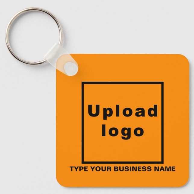 Business Name and Logo Orange Square Keychain (Front)