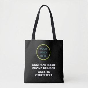 Business Name and Logo Qr Code  on Black Tote Bag