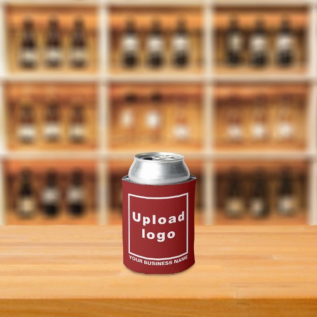 Business Name and Logo Red Can Cooler (Build brand name awareness. Your business brand on red can cooler.)