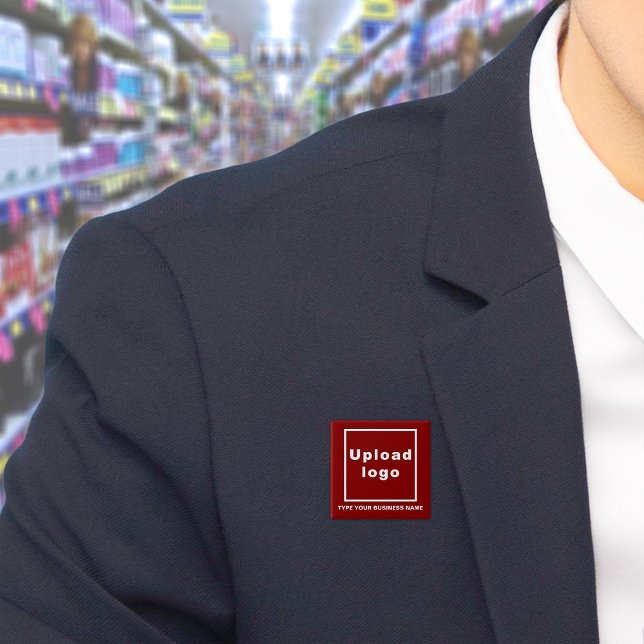 Business Name and Logo Red Square Button (Build brand name awareness. Your business name and logo on red square button.)