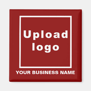 Business Name and Logo Red Square Magnet