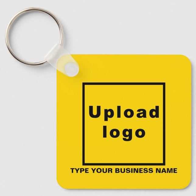 Business Name and Logo Yellow Square Keychain (Front)