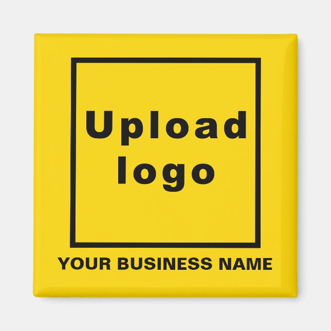 Business Name and Logo Yellow Square Magnet (Front)