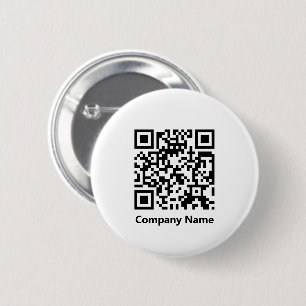 Business Name and QR Code Black & White Template  2 Inch Round Button