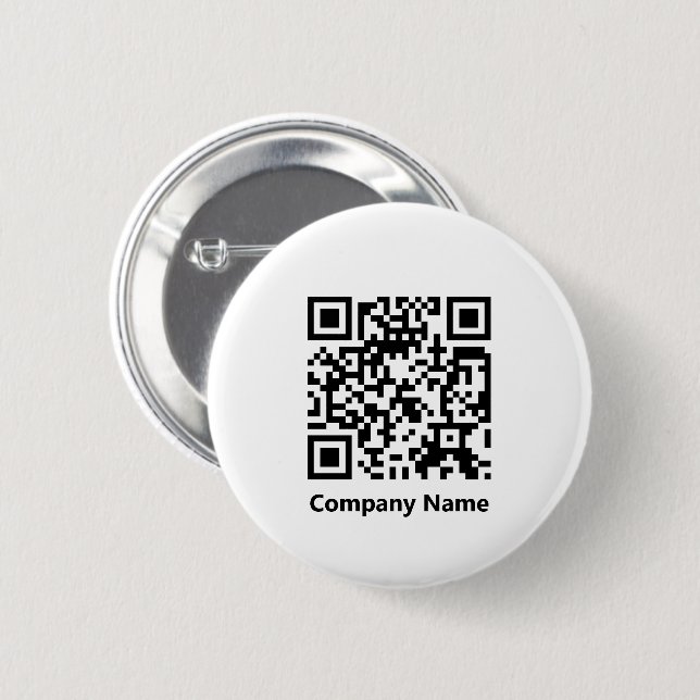 Business Name and QR Code Black & White Template  2 Inch Round Button (Front & Back)