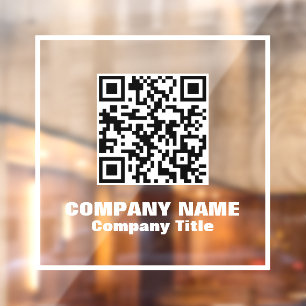 Business Name and QR Code Window Cling