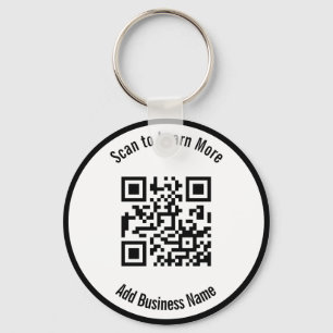 Business Name Black and White Scan QR Code Keychain