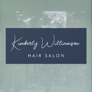 Business Name Chic Signature Script Blue Window Cling