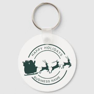 Business Name Christmas Holidays Festive Custom Keychain