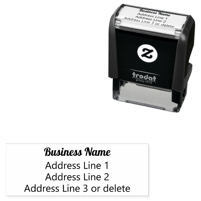 Business Name Cursive Script Return Address Self-inking Stamp (In Situ)