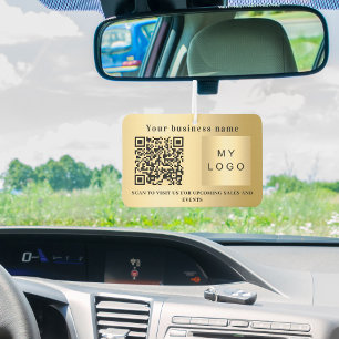 Business name gold logo qr code air freshener