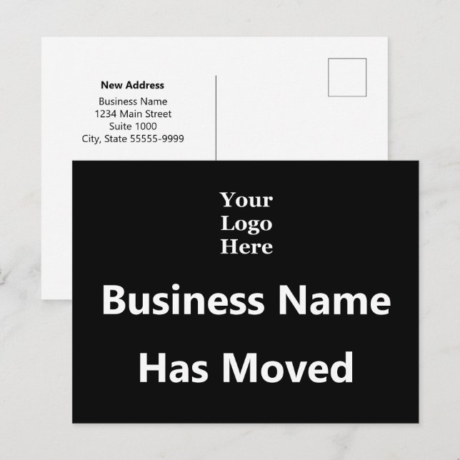 Business Name Has Moved Black White Your Logo Here Postcard (Front/Back)
