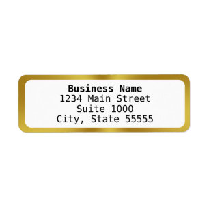 Business Name in Bold White & Gold Return Address