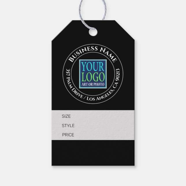 Business Name, Logo, Address, Black/Grey Price Tag (Front)