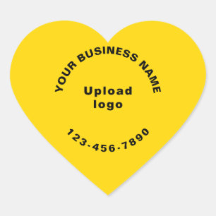 Business Name, Logo and Phone Number on Yellow Heart Sticker