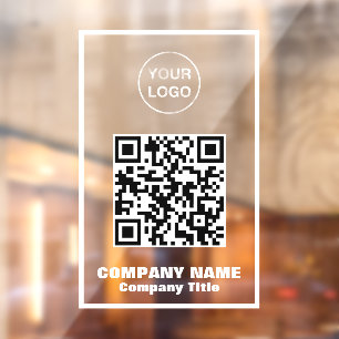 Business Name, Logo and QR Code Window Cling