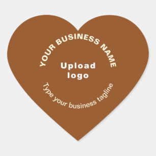 Business Name, Logo and Tagline on Brown Heart Sticker