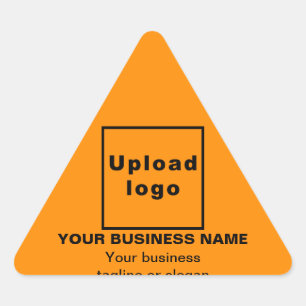 Business Name, Logo and Tagline on Orange Colour Triangle Sticker