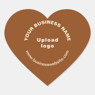 Business Name, Logo and Website on Brown Heart Sticker