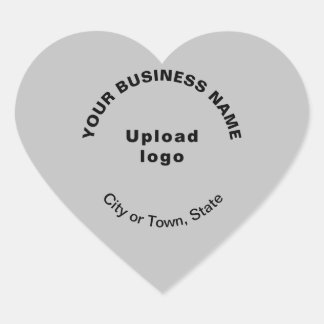 Business Name, Logo, City and State on Grey Heart Sticker