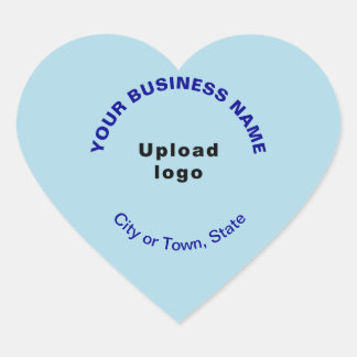 Business Name, Logo, City and State on Light Blue Heart Sticker