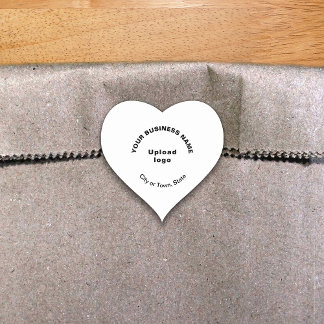 Business Name, Logo, City and State on White Heart Sticker
