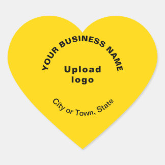 Business Name, Logo, City and State on Yellow Heart Sticker