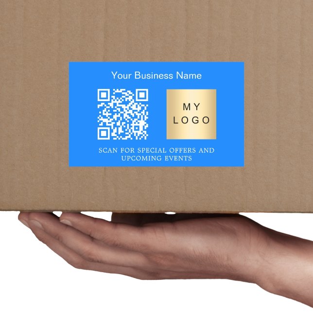 Business name logo qr code bright blue sticker (Creator Uploaded)