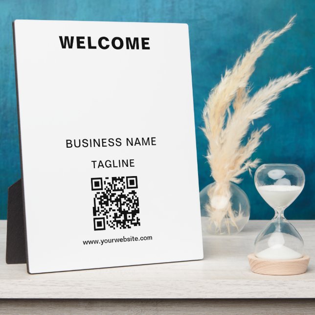 Business Name Logo & QR Code Welcome Plaque (Side)