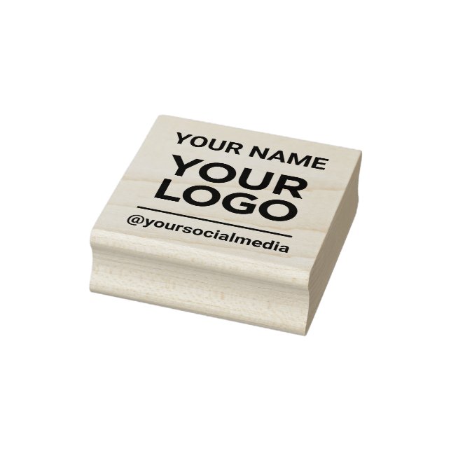 Business Name Logo Social Media Modern Simple Rubber Stamp (Stamp)