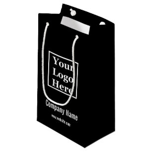 Business Name Logo Website Black and White Small Gift Bag