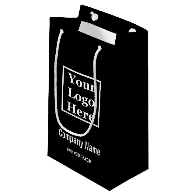 Business Name Logo Website Black and White Small Gift Bag (Front Angled)