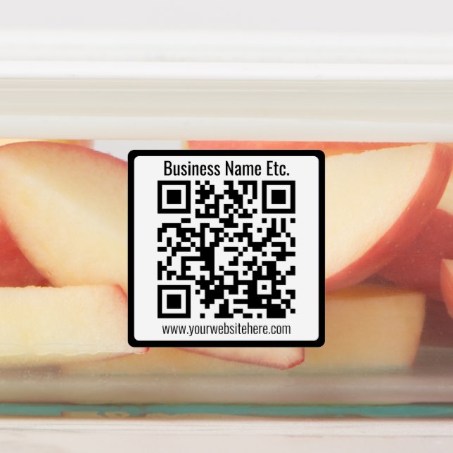 Business Name or other info & Customizable QR Code (Affixed)