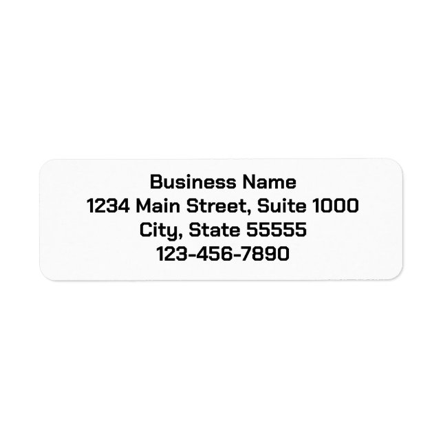 Business Name Phone Number Return Address (Bold) (Front)