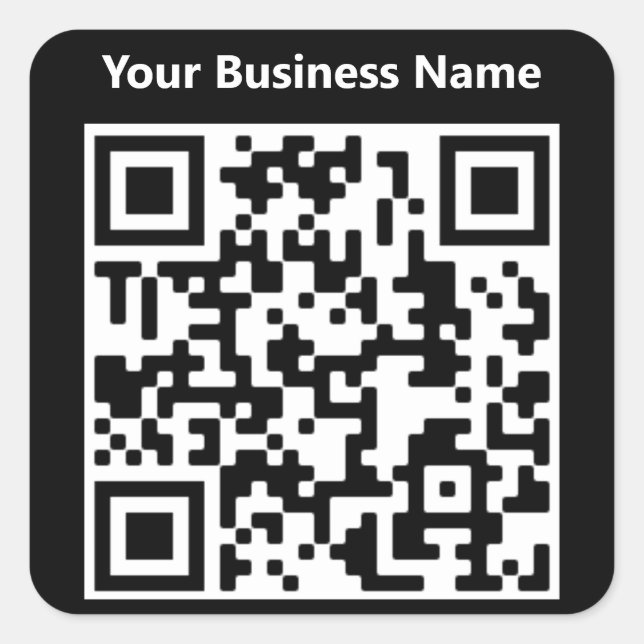 Business Name plus QR Code on a Square Sticker (Front)