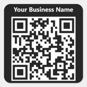 Business Name plus QR Code on a Square Sticker