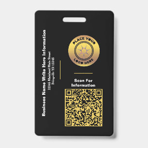 Business Name QR Code Bar Code Custom  Badge