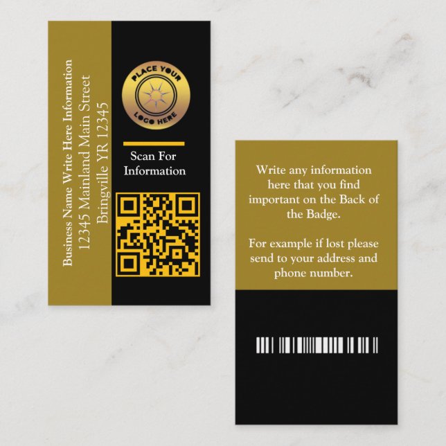 Business Name QR Code Bar Code Custom Card (Front/Back)