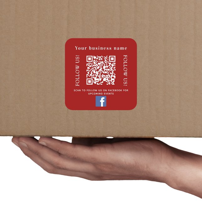Business name red qr code Facebook Square Sticker (Creator Uploaded)