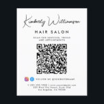 Business Name Signature Script QR Code Flyer<br><div class="desc">Chic custom marketing flyer for your business featuring your name in a stylish signature script and business type below in simple modern typography. Input your website address to create a QR code that customers and clients can scan for a list of your products, services, hours, etc. Add your instagram and...</div>