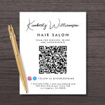 Business Name Signature Script QR Code Flyer<br><div class="desc">Chic custom marketing flyer for your business featuring your name in a stylish signature script and business type below in simple modern typography. Input your website address to create a QR code that customers and clients can scan for a list of your products, services, hours, etc. Add your instagram and...</div>