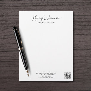 Business Name Signature Script QR Code Letterhead