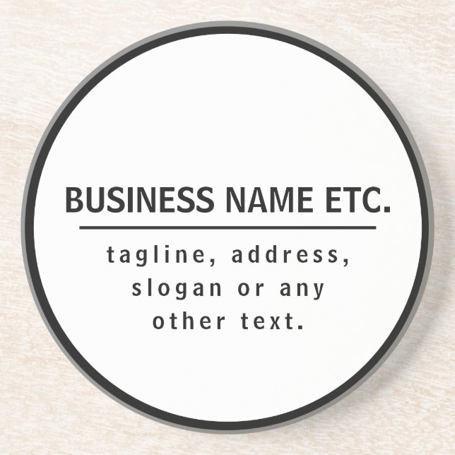 Business Name & Slogan/other text | Black & White Coaster (Front)