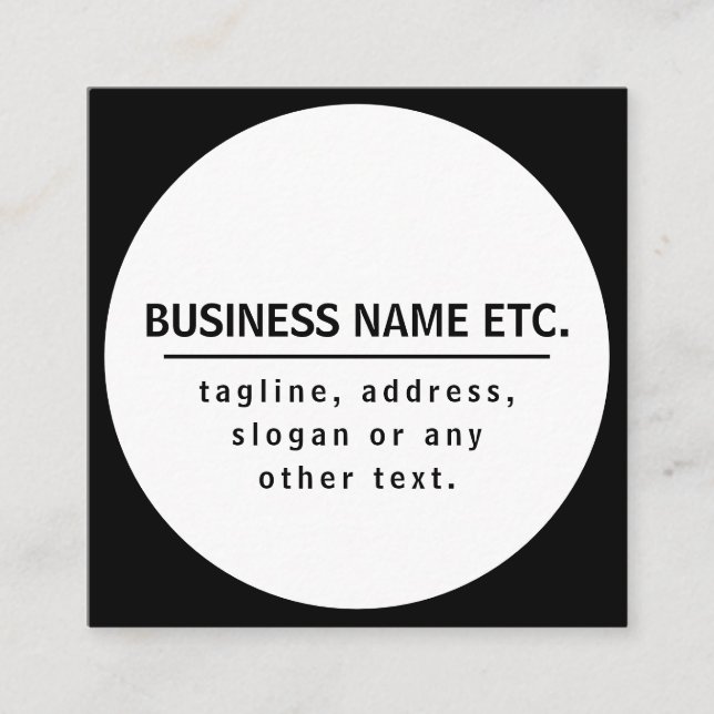 Business Name & Slogan/other text | Black & White Enclosure Card (Front)